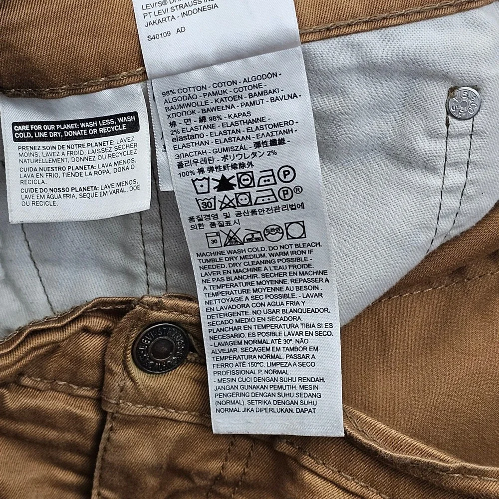 Levis 541 Athletic Taper Pants Mens 48x30 Brown Cotton‎ Stretch Workwear Rugged